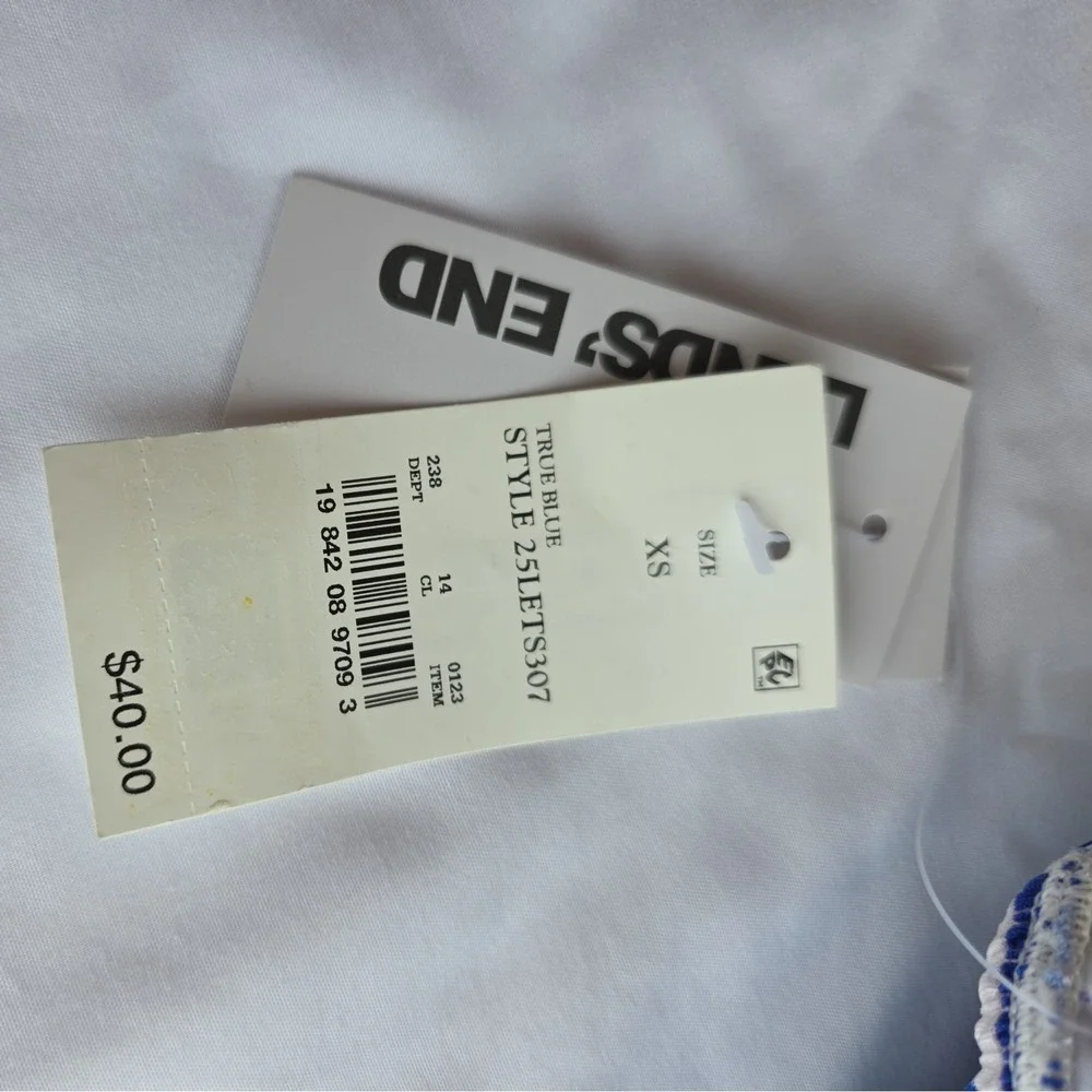 NWT Lands' End Women's Tankini Swim Top Blue Striped Pattern Wide Strap Sz M 370